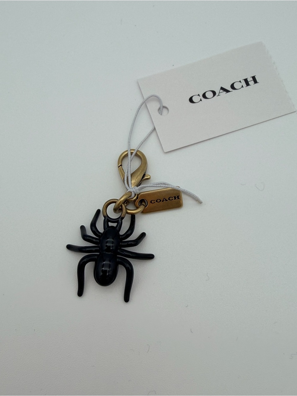 COACH  CCX72 Black Spider Charm Keychain Brass